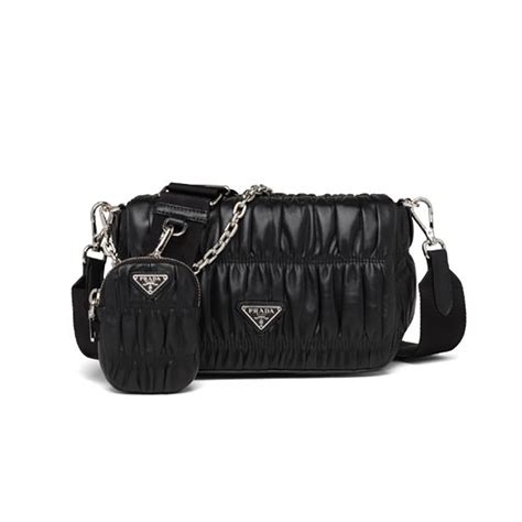 prada gaufre nappa|Black Gaufré nappa leather shoulder bag .